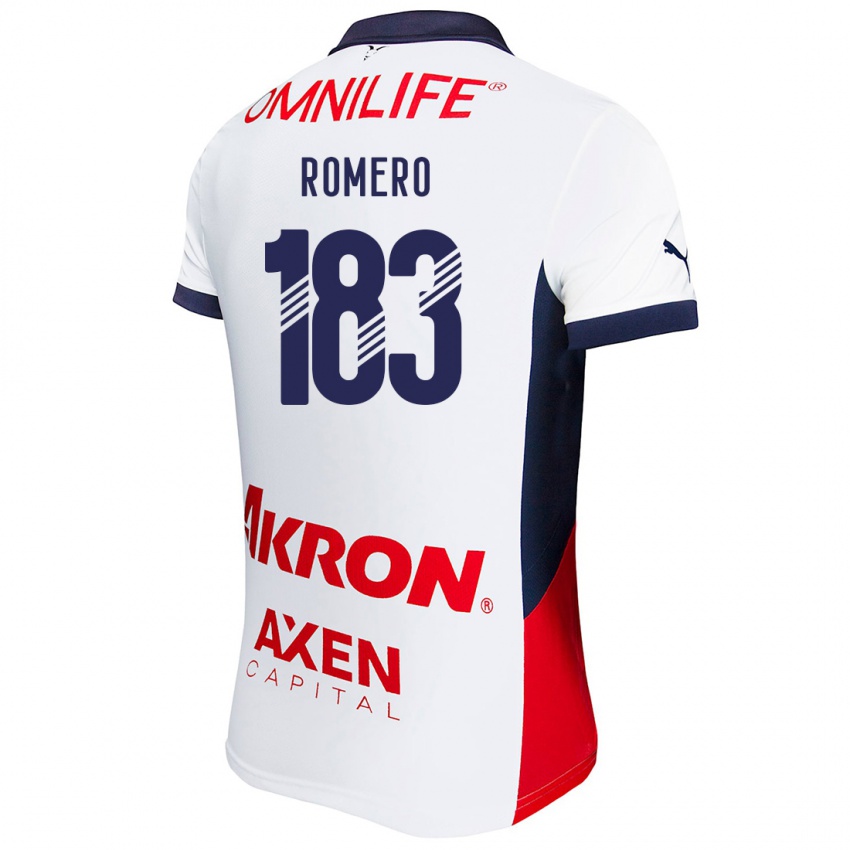 Uomo Maglia Javen Romero #183 Bianco Rosso Blu Kit Gara Away 2024/25 Maglietta