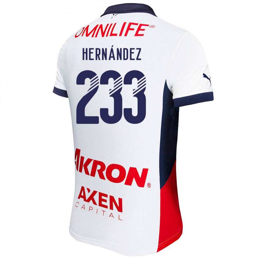 Uomo Maglia Zinedine Hernández #233 Bianco Rosso Blu Kit Gara Away 2024/25 Maglietta