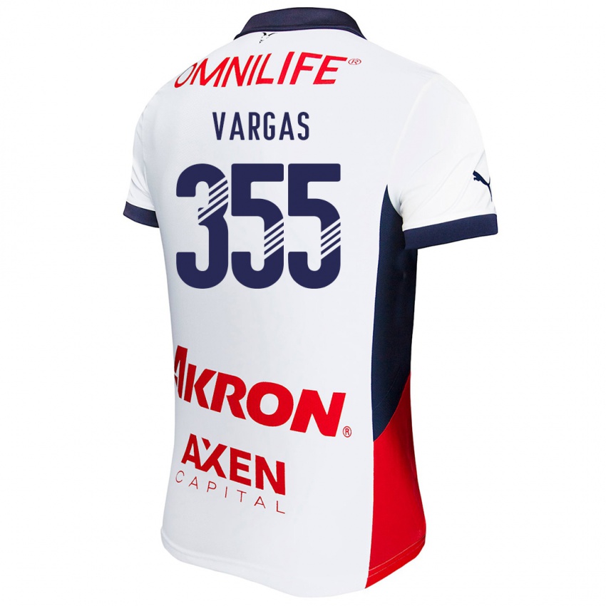 Uomo Maglia Edgar Vargas #355 Bianco Rosso Blu Kit Gara Away 2024/25 Maglietta