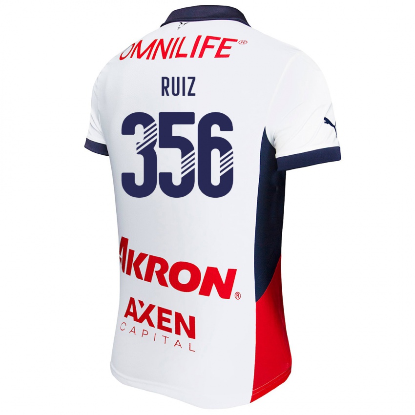 Uomo Maglia Dilan Ruiz #356 Bianco Rosso Blu Kit Gara Away 2024/25 Maglietta