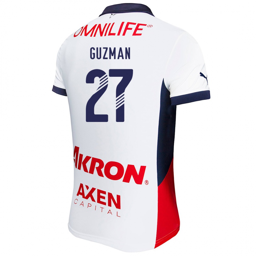 Uomo Maglia Kinberly Guzmán #27 Bianco Rosso Blu Kit Gara Away 2024/25 Maglietta