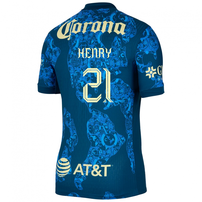 Uomo Maglia Henry Martin #21 Blu Giallo Kit Gara Away 2024/25 Maglietta