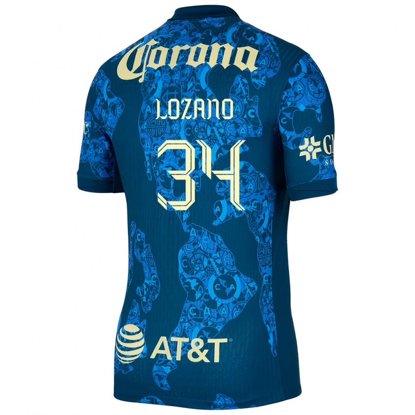 Uomo Maglia Esteban Lozano #34 Blu Giallo Kit Gara Away 2024/25 Maglietta