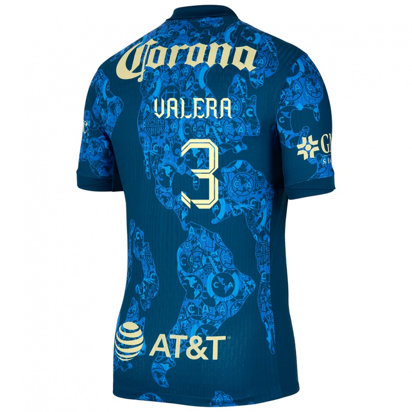 Uomo Maglia Selene Valera #3 Blu Giallo Kit Gara Away 2024/25 Maglietta