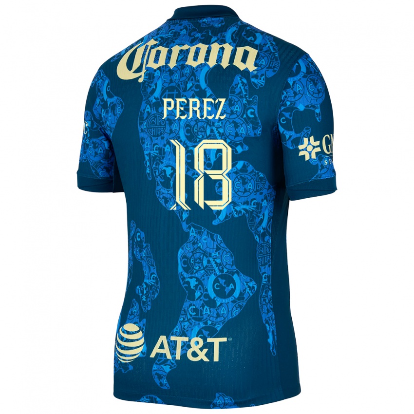 Uomo Maglia Amanda Perez #18 Blu Giallo Kit Gara Away 2024/25 Maglietta