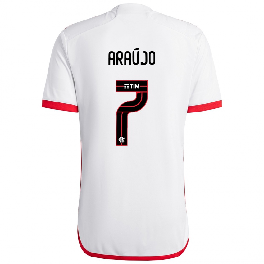 Uomo Maglia Luiz Araujo #7 Bianco Rosso Kit Gara Away 2024/25 Maglietta