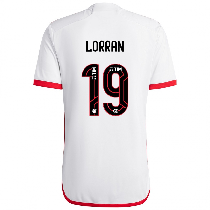 Uomo Maglia Lorran #19 Bianco Rosso Kit Gara Away 2024/25 Maglietta