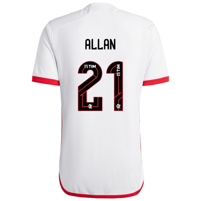 Uomo Maglia Allan #21 Bianco Rosso Kit Gara Away 2024/25 Maglietta