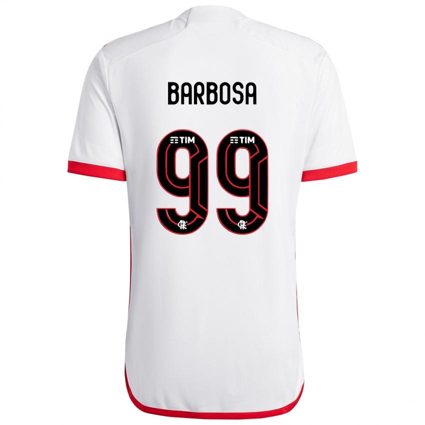 Uomo Maglia Gabriel Barbosa #99 Bianco Rosso Kit Gara Away 2024/25 Maglietta