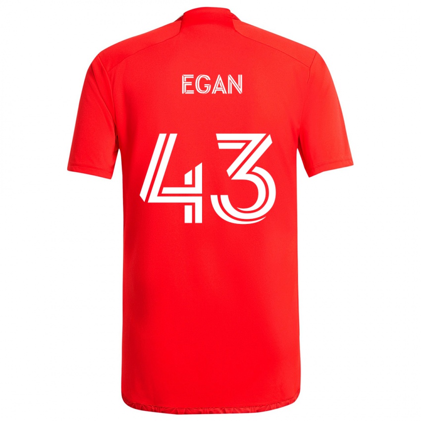 Donna Maglia Noah Egan #43 Rosso Bianco Kit Gara Home 2024/25 Maglietta