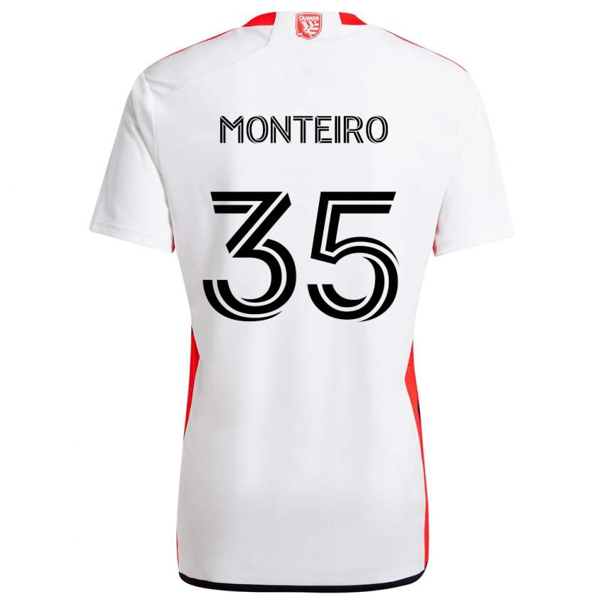 Donna Maglia Jamiro Monteiro #35 Bianco Rosso Kit Gara Away 2024/25 Maglietta