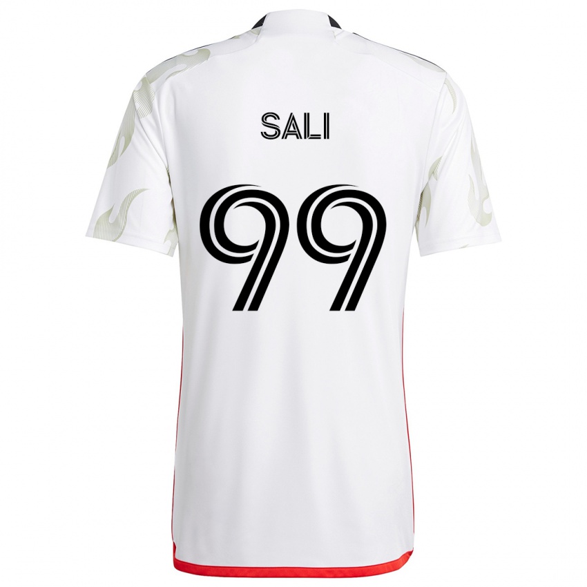 Donna Maglia Enes Sali #99 Bianco Rosso Nero Kit Gara Away 2024/25 Maglietta