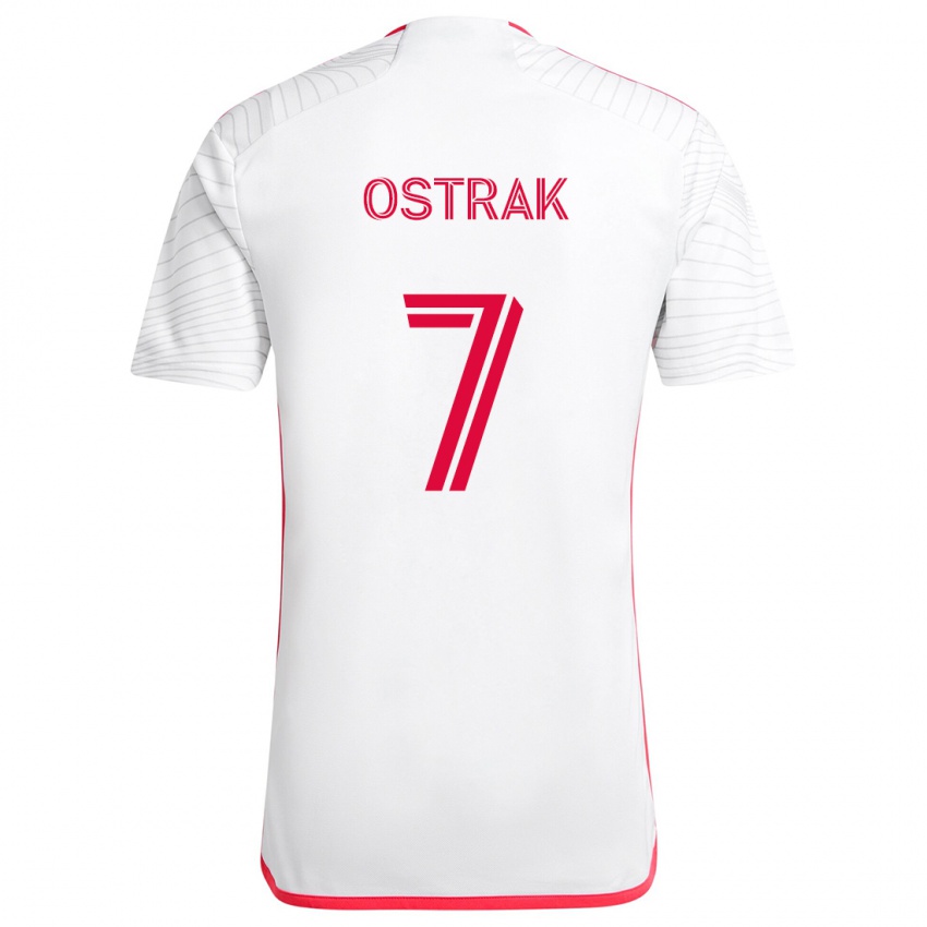 Donna Maglia Tomás Ostrák #7 Bianco Rosso Kit Gara Away 2024/25 Maglietta