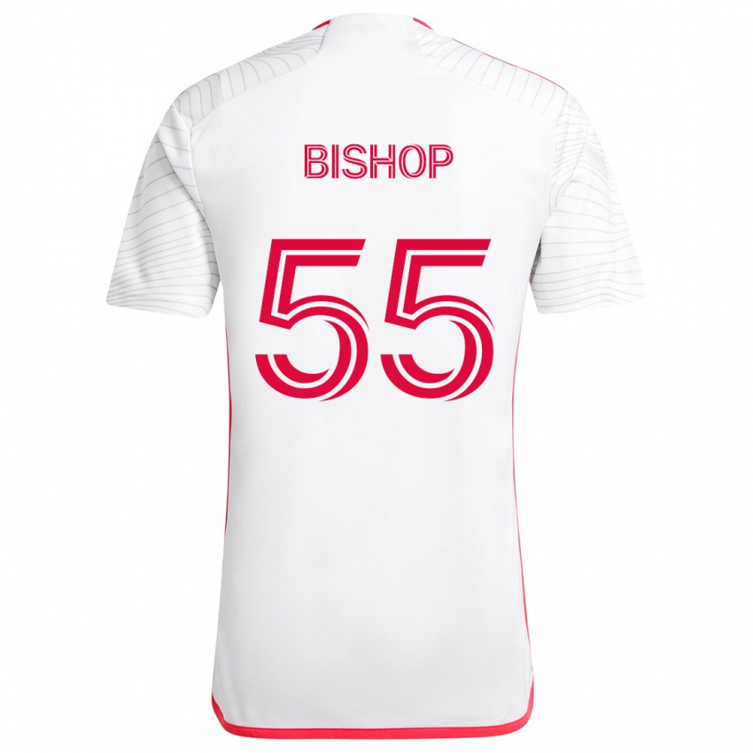 Donna Maglia Nick Bishop #55 Bianco Rosso Kit Gara Away 2024/25 Maglietta