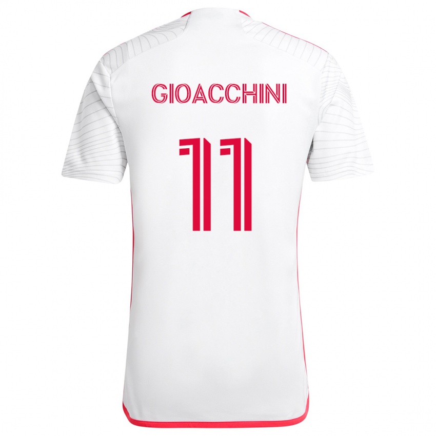 Donna Maglia Nicholas Gioacchini #11 Bianco Rosso Kit Gara Away 2024/25 Maglietta