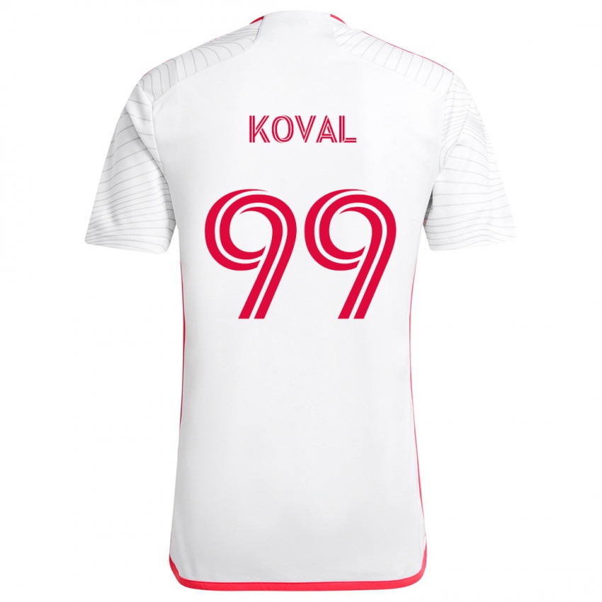 Donna Maglia Stanislav Koval #99 Bianco Rosso Kit Gara Away 2024/25 Maglietta