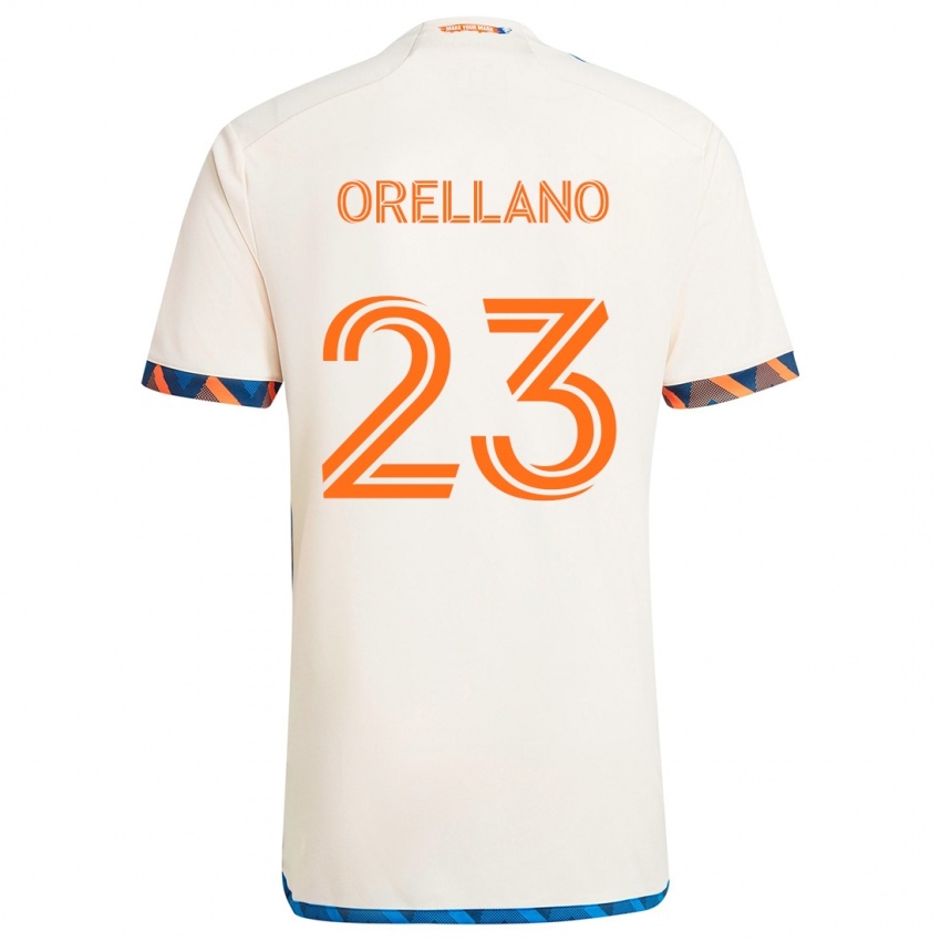 Donna Maglia Luca Orellano #23 Bianco Arancione Kit Gara Away 2024/25 Maglietta