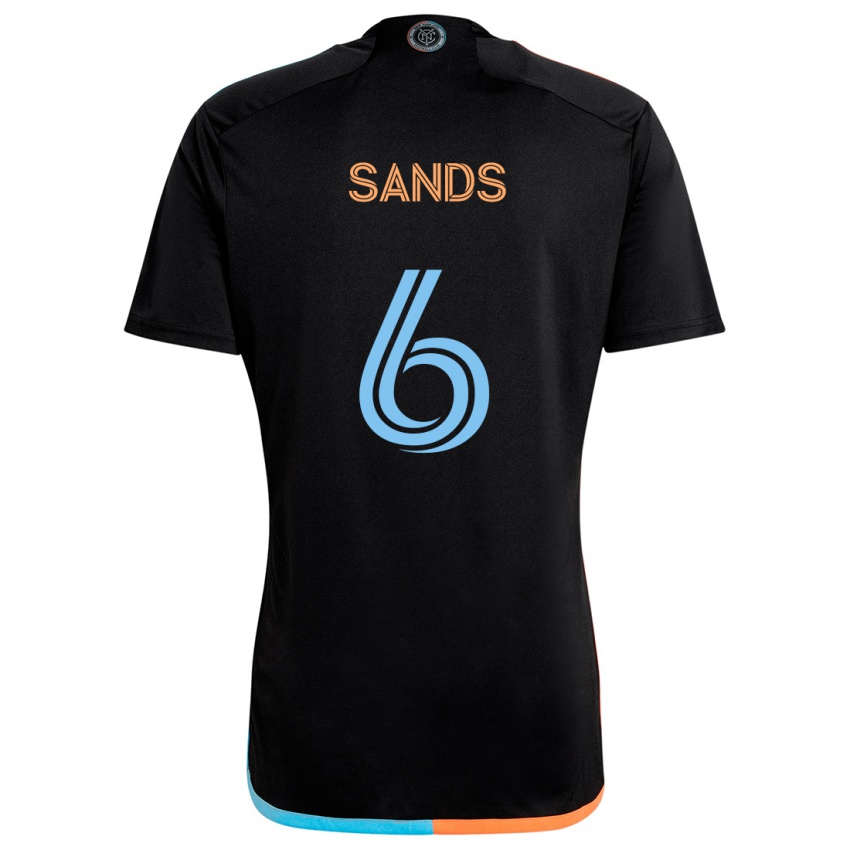 Donna Maglia James Sands #6 Nero Arancione Blu Kit Gara Away 2024/25 Maglietta