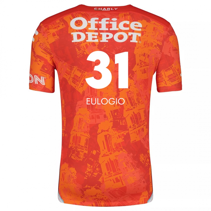 Donna Maglia José Eulogio #31 Arancione Bianco Kit Gara Away 2024/25 Maglietta