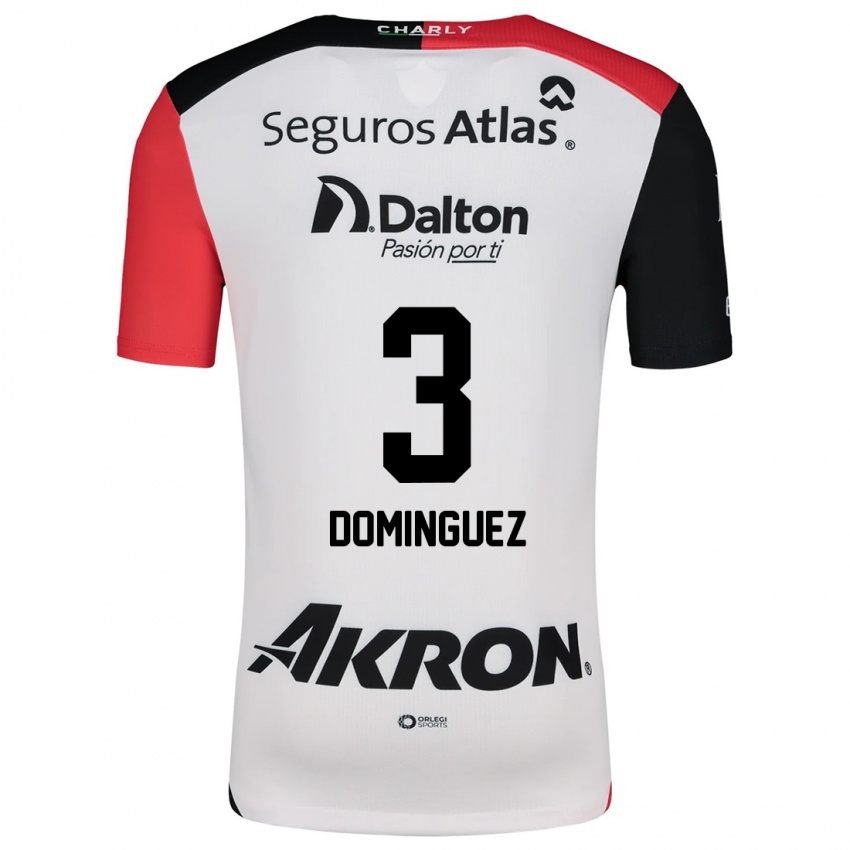 Donna Maglia Idekel Domínguez #3 Bianco Rosso Nero Kit Gara Away 2024/25 Maglietta