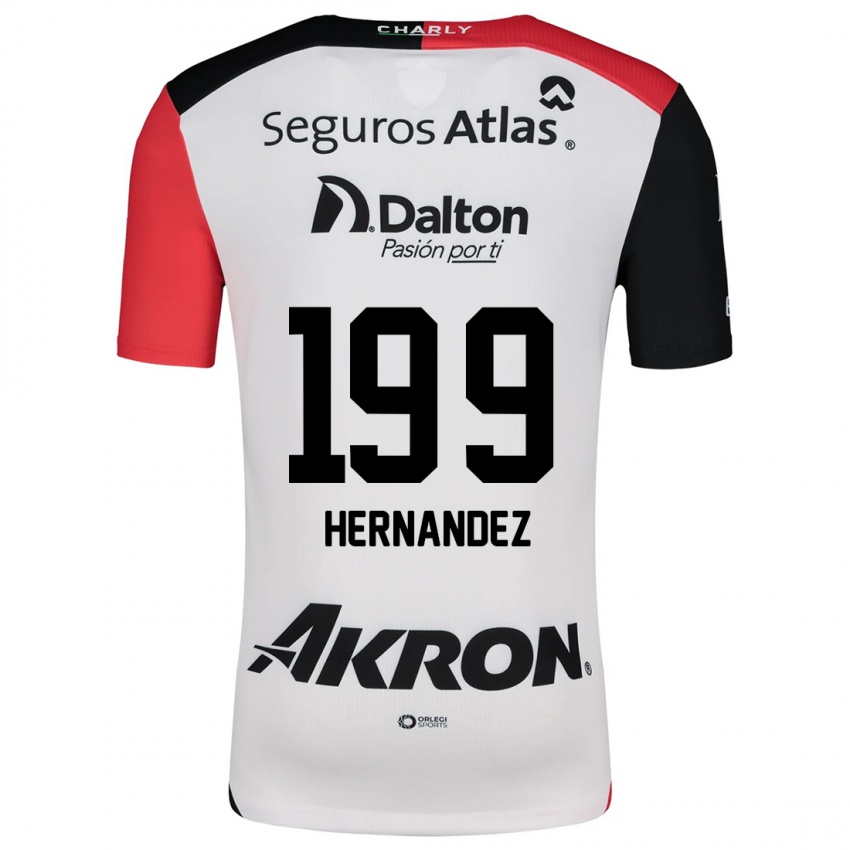 Donna Maglia Sergio Hernández #199 Bianco Rosso Nero Kit Gara Away 2024/25 Maglietta