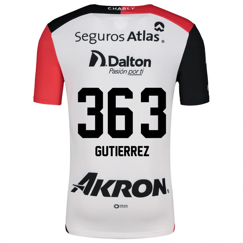 Donna Maglia Orlando Gutiérrez #363 Bianco Rosso Nero Kit Gara Away 2024/25 Maglietta