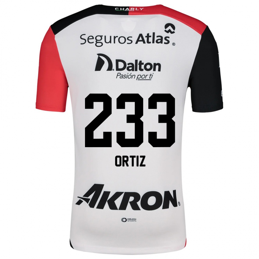 Donna Maglia Brandon Ortiz #233 Bianco Rosso Nero Kit Gara Away 2024/25 Maglietta