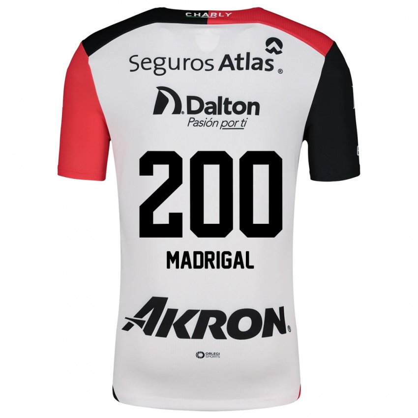 Donna Maglia Kevin Madrigal #200 Bianco Rosso Nero Kit Gara Away 2024/25 Maglietta