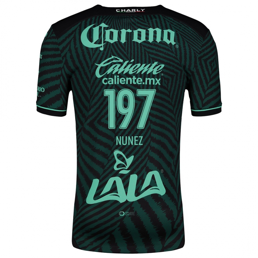 Donna Maglia Kevin Núñez #197 Nero Verde Kit Gara Away 2024/25 Maglietta