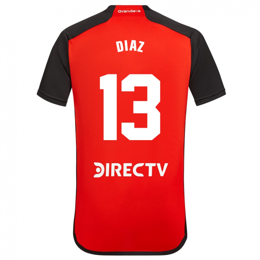 Donna Maglia Enzo Díaz #13 Rosso Nero Bianco Kit Gara Away 2024/25 Maglietta