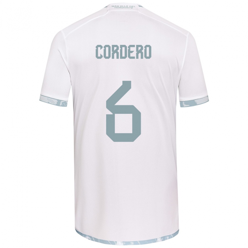 Donna Maglia Renato Cordero #6 Bianco Grigio Kit Gara Away 2024/25 Maglietta