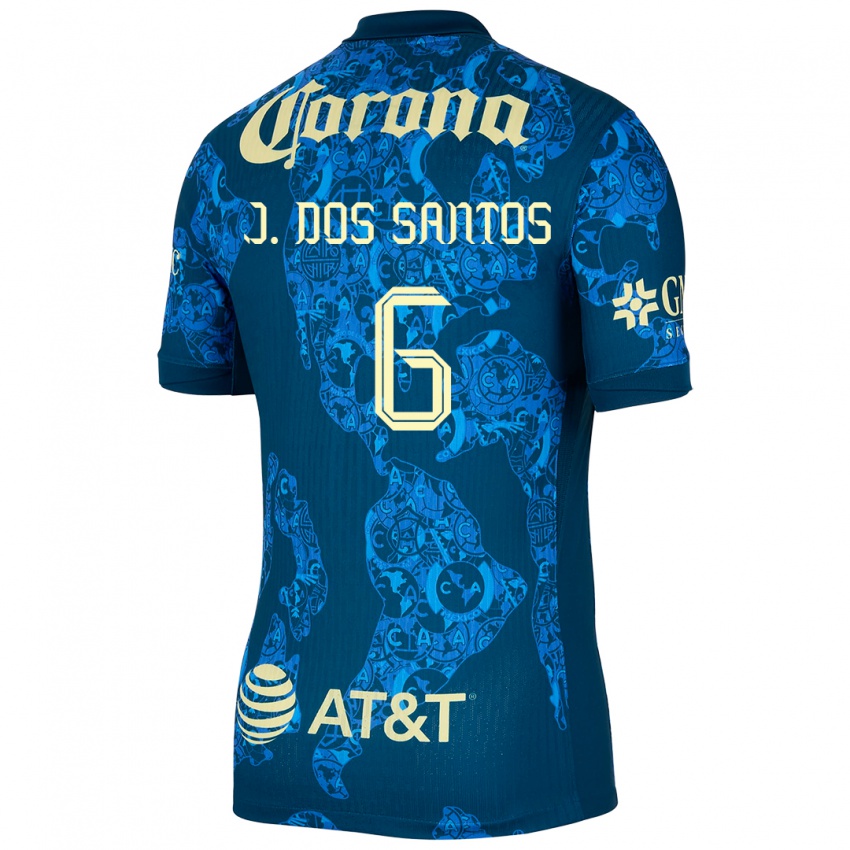 Donna Maglia Jonathan Dos Santos #6 Blu Giallo Kit Gara Away 2024/25 Maglietta