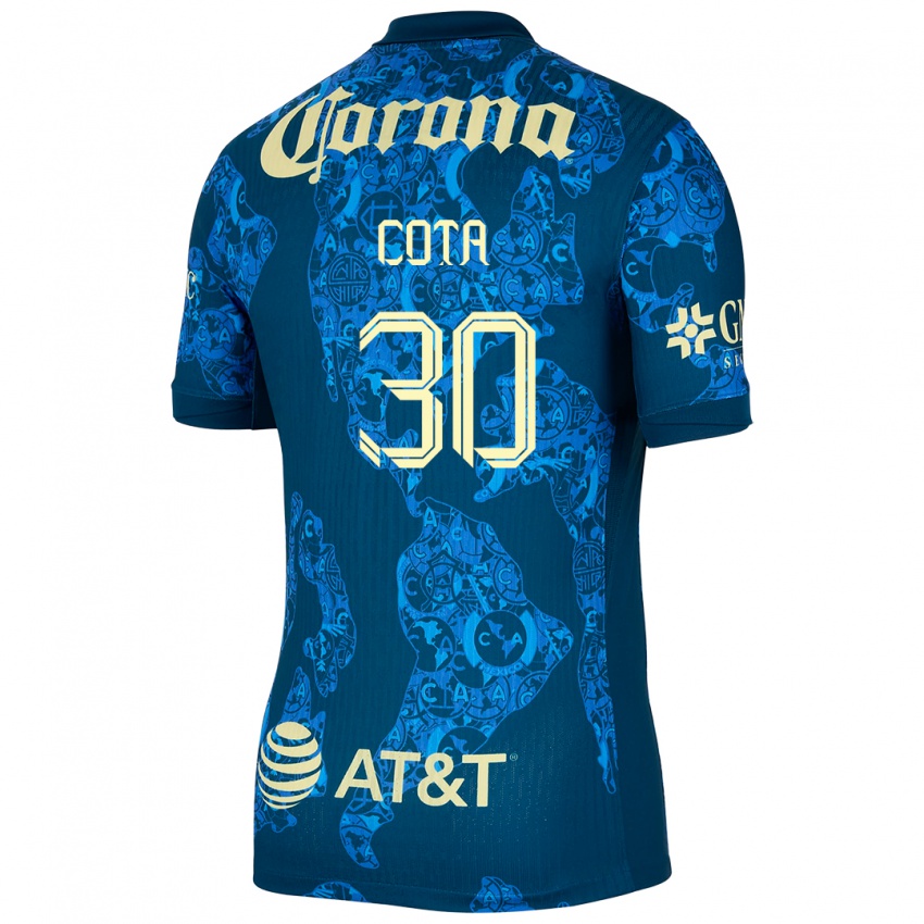 Donna Maglia Rodolfo Cota #30 Blu Giallo Kit Gara Away 2024/25 Maglietta