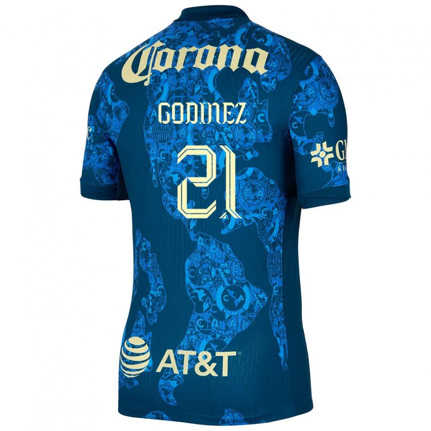 Donna Maglia Alexandra Godinez #21 Blu Giallo Kit Gara Away 2024/25 Maglietta