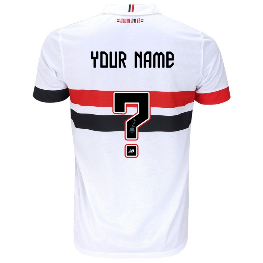 Bambino Maglia Il Tuo Nome #0 Bianco Rosso Nero Kit Gara Home 2024/25 Maglietta