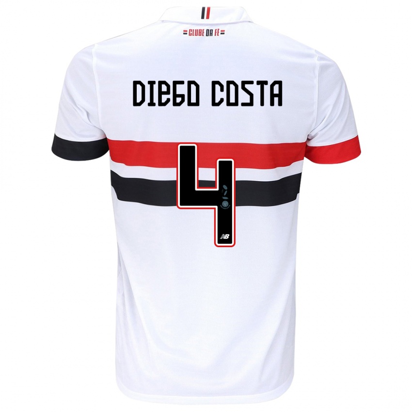 Bambino Maglia Diego Costa #4 Bianco Rosso Nero Kit Gara Home 2024/25 Maglietta