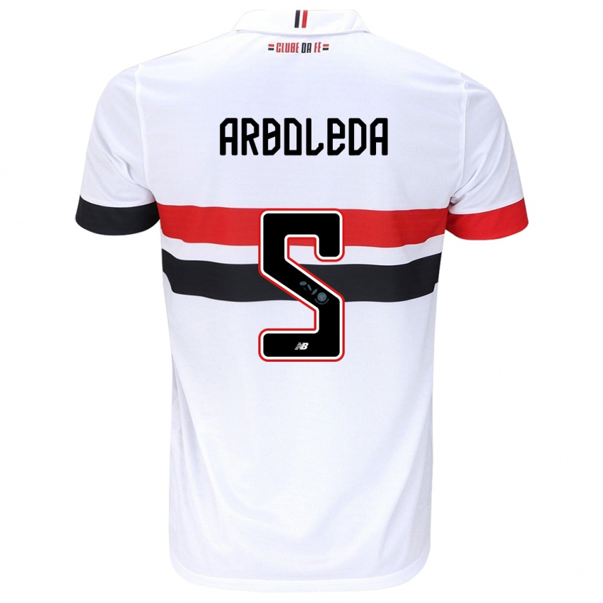 Bambino Maglia Robert Arboleda #5 Bianco Rosso Nero Kit Gara Home 2024/25 Maglietta