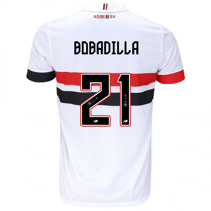 Bambino Maglia Damián Bobadilla #21 Bianco Rosso Nero Kit Gara Home 2024/25 Maglietta