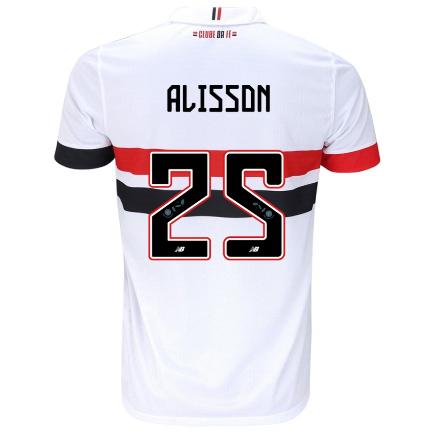 Bambino Maglia Alisson #25 Bianco Rosso Nero Kit Gara Home 2024/25 Maglietta