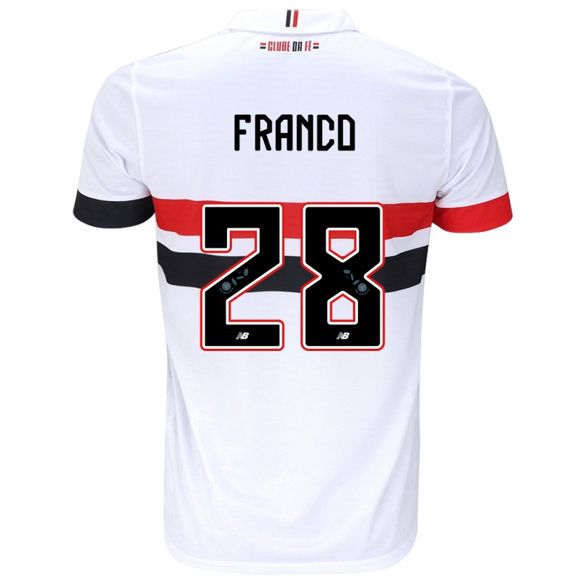 Bambino Maglia Alan Franco #28 Bianco Rosso Nero Kit Gara Home 2024/25 Maglietta