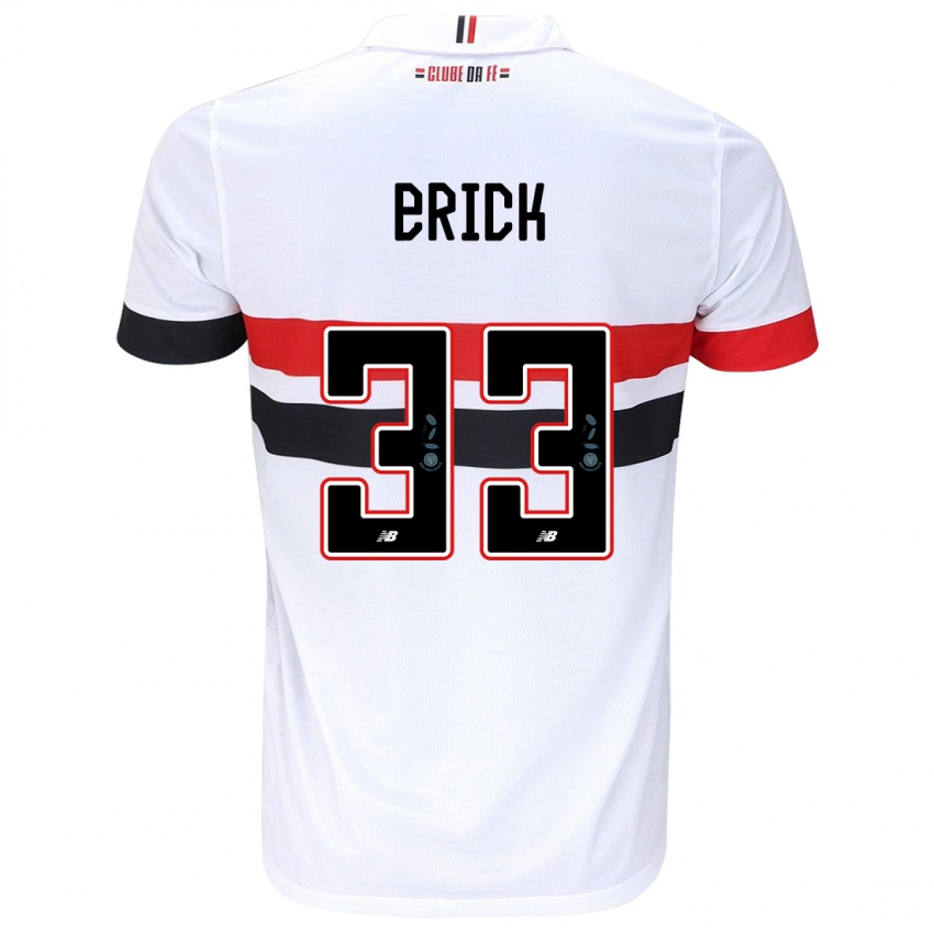 Bambino Maglia Erick #33 Bianco Rosso Nero Kit Gara Home 2024/25 Maglietta