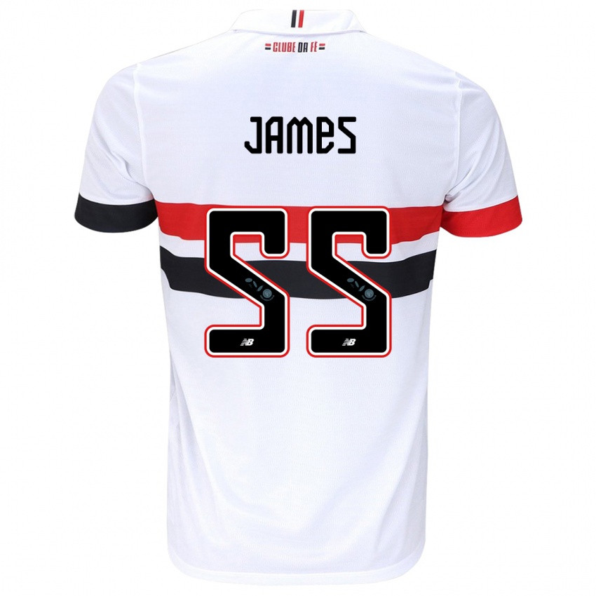 Bambino Maglia James Rodríguez #55 Bianco Rosso Nero Kit Gara Home 2024/25 Maglietta