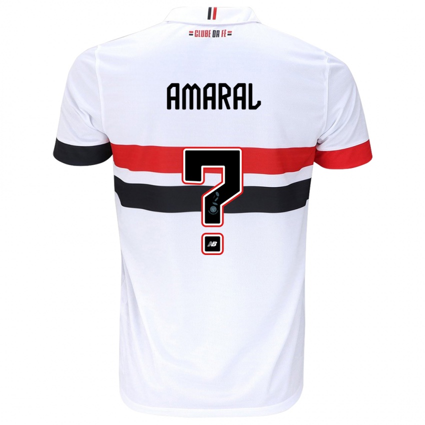 Bambino Maglia Mateus Amaral #0 Bianco Rosso Nero Kit Gara Home 2024/25 Maglietta