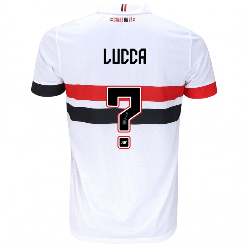 Bambino Maglia Cauã Lucca #0 Bianco Rosso Nero Kit Gara Home 2024/25 Maglietta