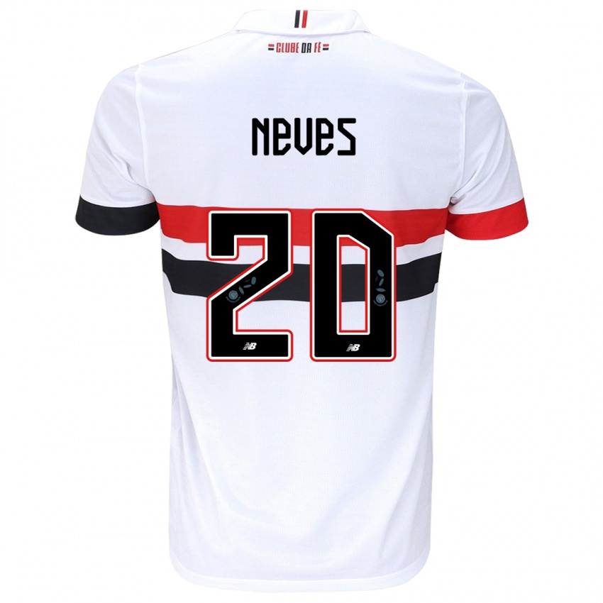 Bambino Maglia Gabriel Neves #20 Bianco Rosso Nero Kit Gara Home 2024/25 Maglietta