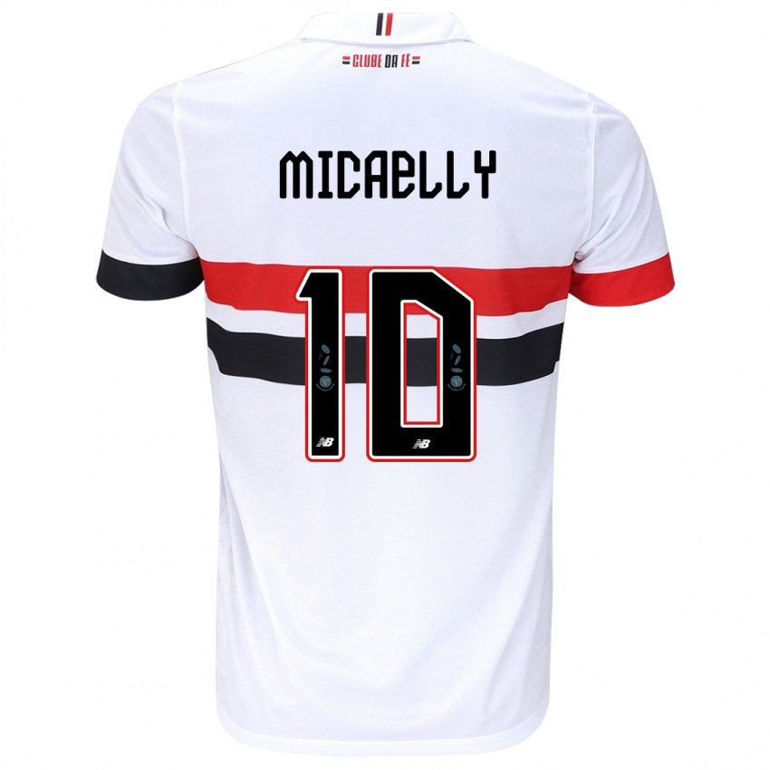 Bambino Maglia Micaelly #10 Bianco Rosso Nero Kit Gara Home 2024/25 Maglietta