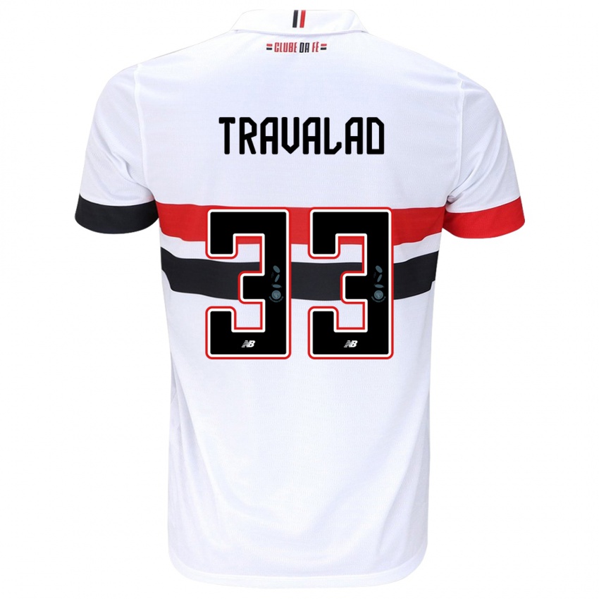 Bambino Maglia Rafa Travalão #33 Bianco Rosso Nero Kit Gara Home 2024/25 Maglietta