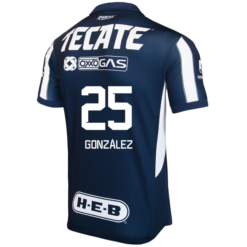 Bambino Maglia Jonathan González #25 Blu Rosso Bianco Kit Gara Home 2024/25 Maglietta