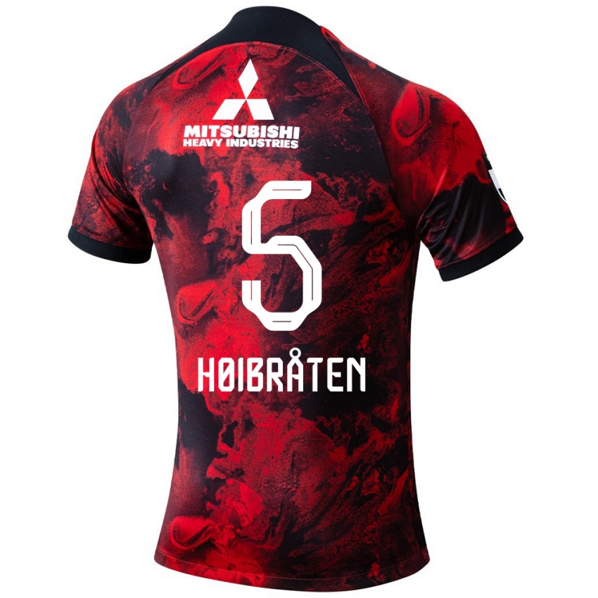 Bambino Maglia Marius Høibråten #5 Rosso Nero Kit Gara Home 2024/25 Maglietta