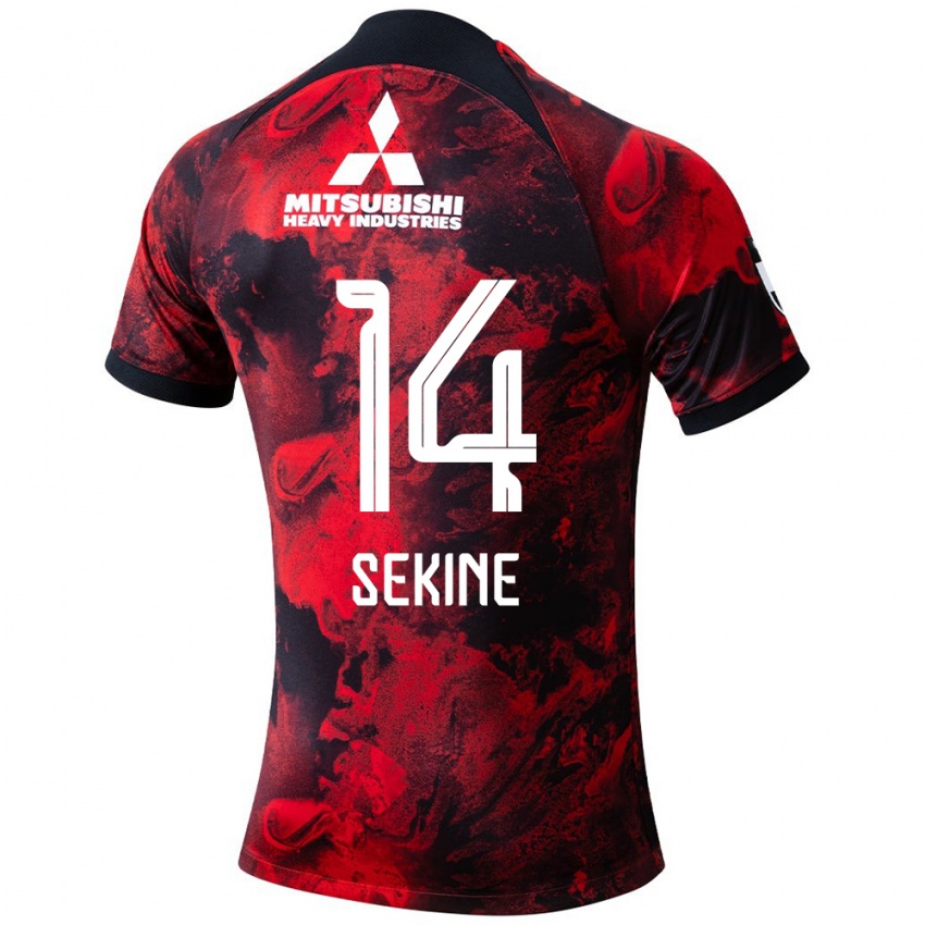 Bambino Maglia Takahiro Sekine #14 Rosso Nero Kit Gara Home 2024/25 Maglietta